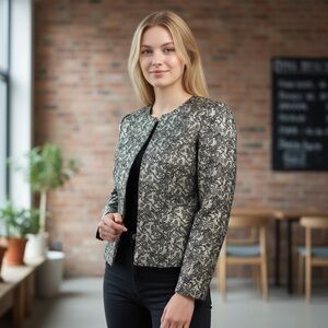 Elegant Black and Gold Floral Women's Blazer